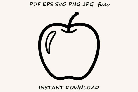 Apple Outline School Fruit Clipart