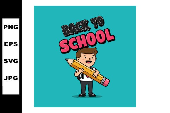 Cute Boy Holding Large Pencil Back to School Illustration: A Versatile Visual Asset for Creative and Professional Use