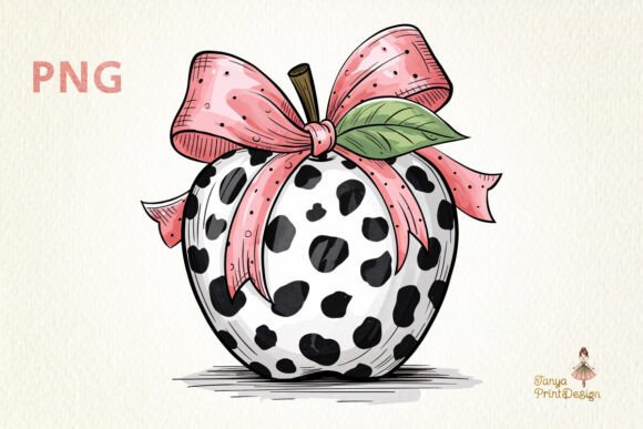 Dalmatian Apple with Bow PNG Clipart: A Versatile Design for School and Fall Themes