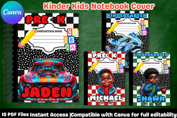 Editable Composition Notebook Covers Boy
