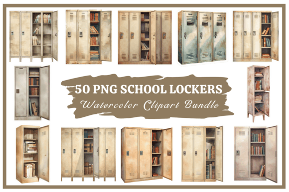 Enhancing Creative Projects with the School Lockers Watercolor Clipart Bundle