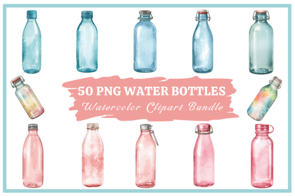 Exploring the Versatility of School Water Bottle Watercolor Cliparts in Creative Projects