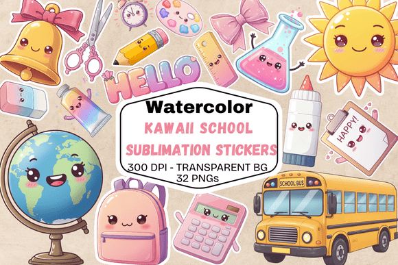 Kawaii School Sublimation Stickers