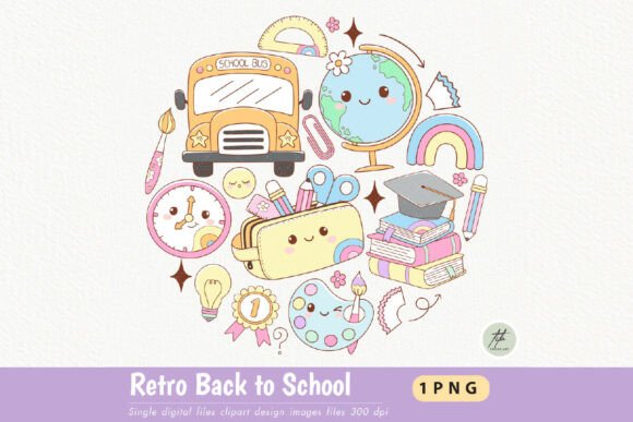 Retro School Clipart: A Nostalgic Design Choice for Modern Projects