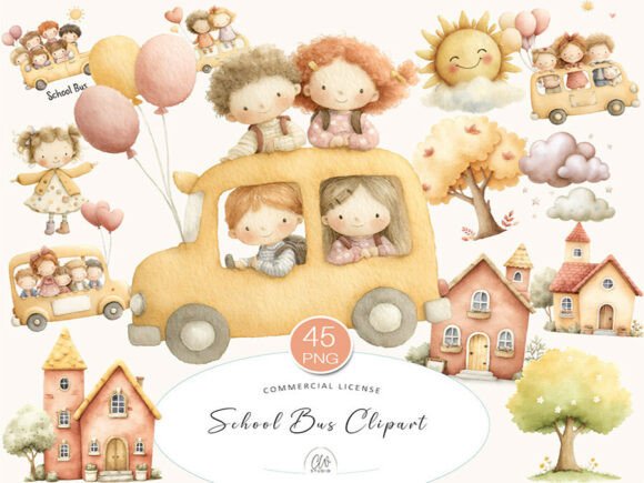 School Bus Watercolor Set: A Creative Tool for Educators, Designers, and Parents