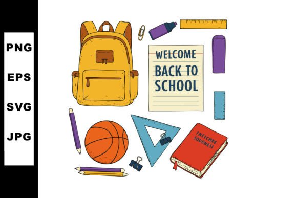 School Supplies and Backpack with Basket