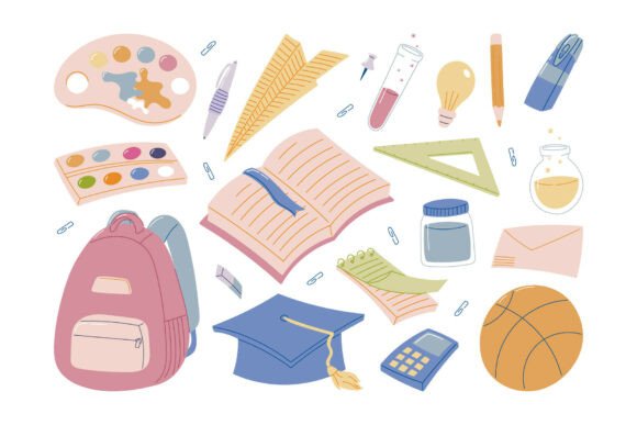 School Supplies Clipart Set for Creative Projects