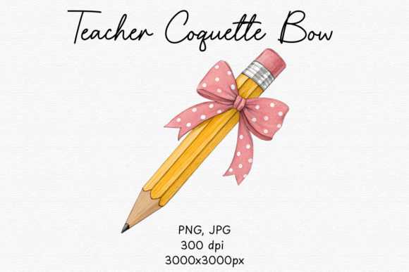Teacher Coquette Bow Pencil Clipart: A Versatile Design Asset for Educators and Creators