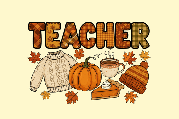 Teacher Fall Quilt Patchwork PNG: A Cozy Graphic for Educators and Creative Projects