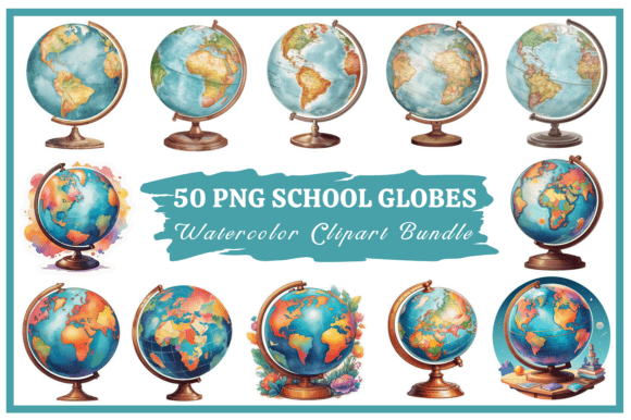 Unlock Global Creativity with the School Globes Watercolor Clipart Bundle