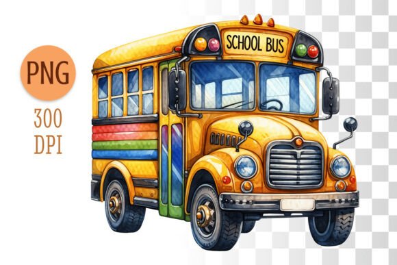 Watercolor Rainbow School Bus Clipart: A Versatile Asset for Creative and Educational Projects